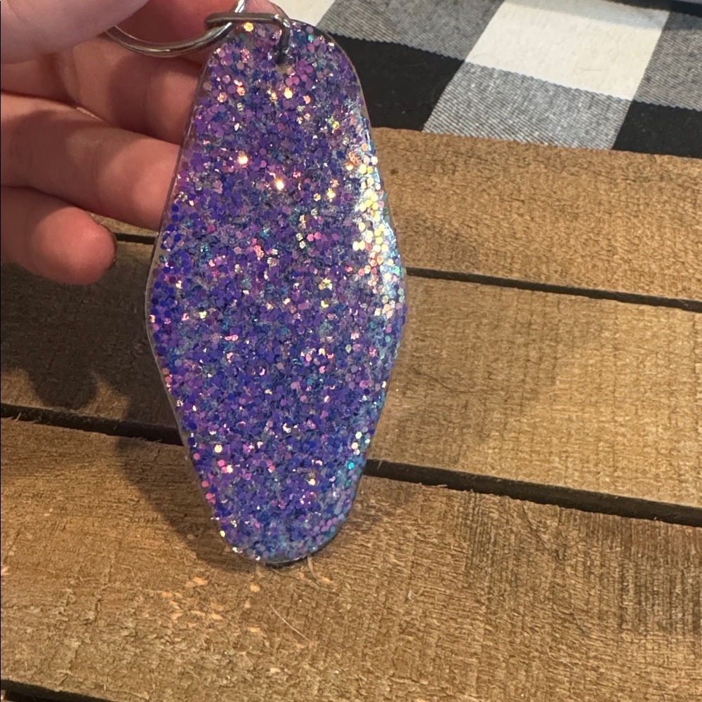 Purple Glitter Keychain with Smiley Face - Picture 2 of 2
